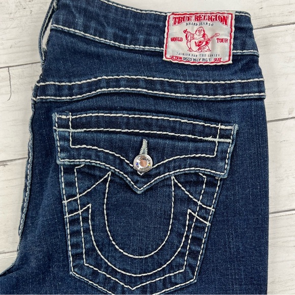 True Religion USA Made Women’s Size 31 Disco Billy Big T Denim Blue Jeans - Picture 6 of 14